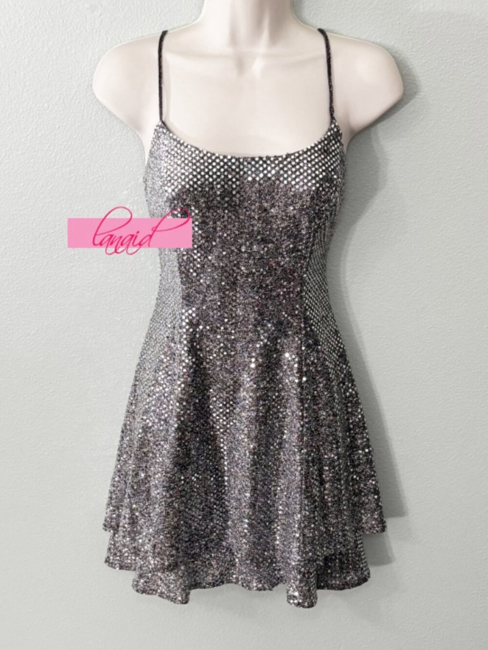 Sparkly Sequin Glittery Shimmery Shiny A-Line Layered Skater Fit & Flare Mini S